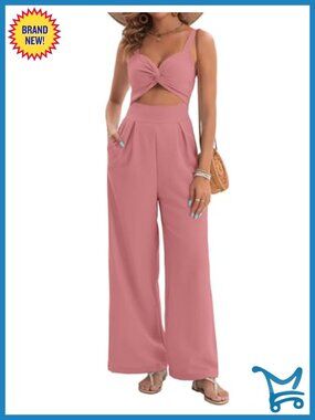 Women's Dressy V-Neck Wide Leg Jumpsuit Sleeveless One-Piece Romper